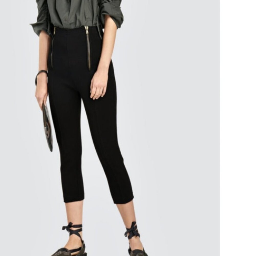Tomas Maier High Waisted‎ Cropped Stretch Pant Black 0
